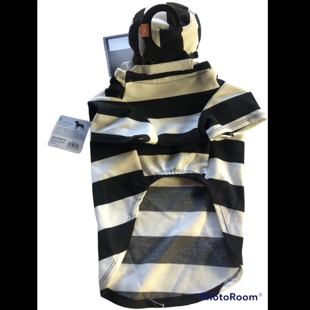 NWT Halloween prisoner dog costume L